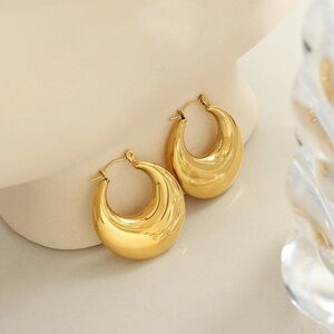 NEW💎18K Gold Plated Chunky Hoop Earrings*High Gloss Finish